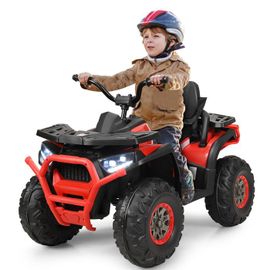 Costway Quad Électrique 12v Pour Enfants 3+ Ans, Avec Led Et Musique, 4 Roues Antidérapantes, Pour Différents Terrains, Rouge