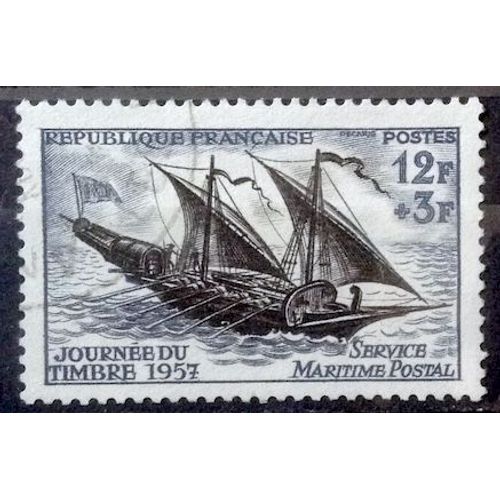 Journée Du Timbre 1957 - Felouque - Service Maritime Postal 12f+3f (Superbe N° 1093) Obl - France Année 1957 - Brn83 - N33120