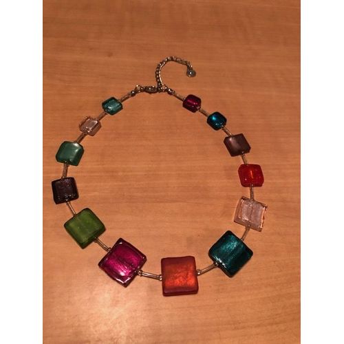 Ravissant Collier En Verrerie Multicolore