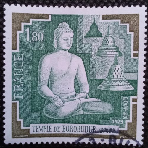 France 1979 Timbre Oblitéré Yt 2036 - Cachet Rond - Temple Du Borobudur