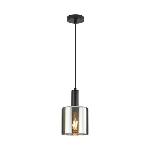 Suspension Décorative Moderne E27 Verre Fumée Et Métal Noir