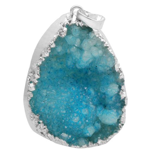 Femmes Pendentif Larmes D'ange Goutte D'eau Agate Precieux Pierres Bleu