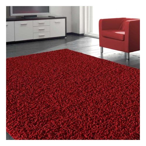 Tapis Shaggy 120x170 Rectangle Tissé Rouge Motif Uni Sg Loca