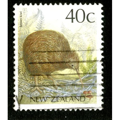 Timbre Oblitéré New Zealand, Brown Kiwi, 40 C