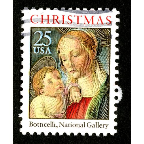 Timbre Oblitéré Usa 25, Christmas, Botticelli, National Gallery