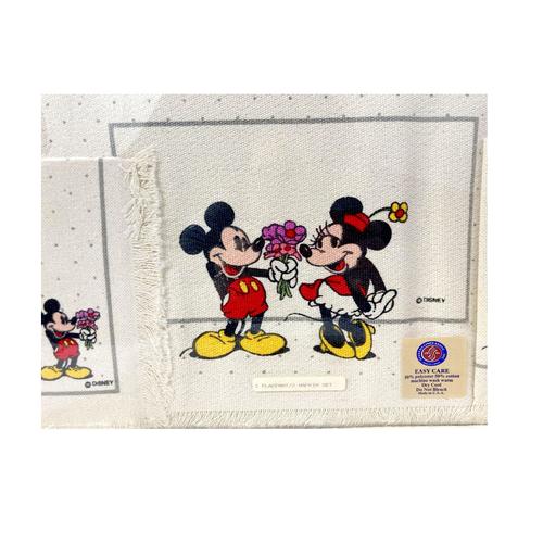 Disney Walt Usa Mickey Offre Des Fleurs A Minnie Set Table Nappe Serviette Linge De Maison Dejeuner Assortis Disney Ecru Tissu Coton Polyester Lavable Facile Neuf Easy Care Sous Main Décoration Repas