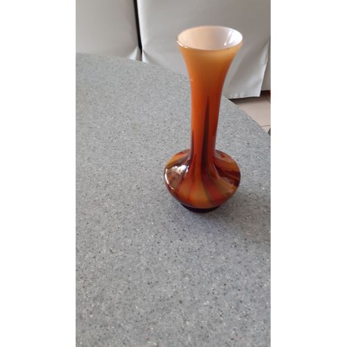vase ancien verre opaline marron flammé