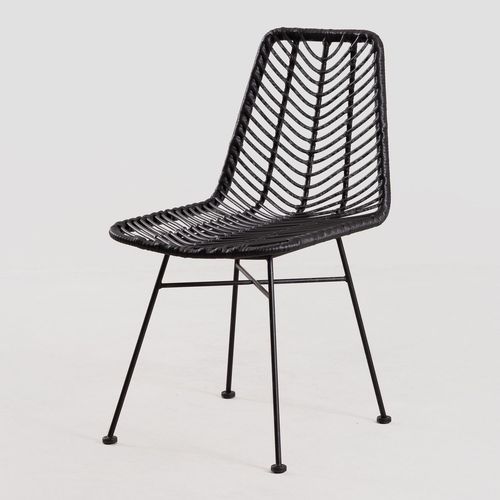 Lot De 2 Chaises De Salle À Manger En Rotin Synthétique Gouda Colors Noir Noir