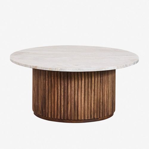 Table Basse Ronde En Marbre Et Bois De Manguier Giselda Marbre