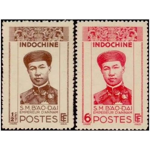 Indochine (Actuel Vietnam), Colonie Française 1943, Beaux Timbres Neufs** Yvert 236 Et 239, Portraits De Bao-Daï, Empereur D'annam.