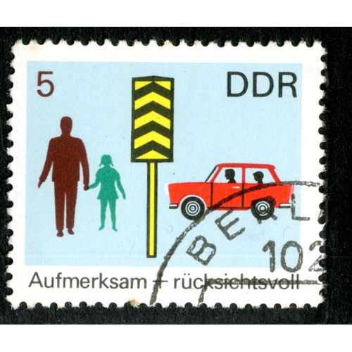 Timbre Oblitéré Ddr Aufmerksam + Rücksichtsvoll 5, 1969