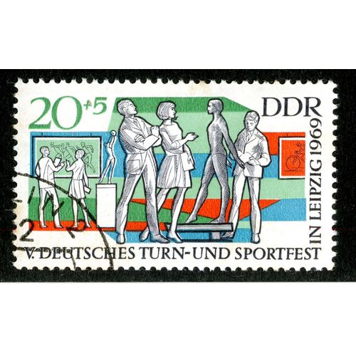 Timbre Oblitéré Ddr, V. Deutsches Turn-Und Sportfest In Leipzig 1969, 20+5