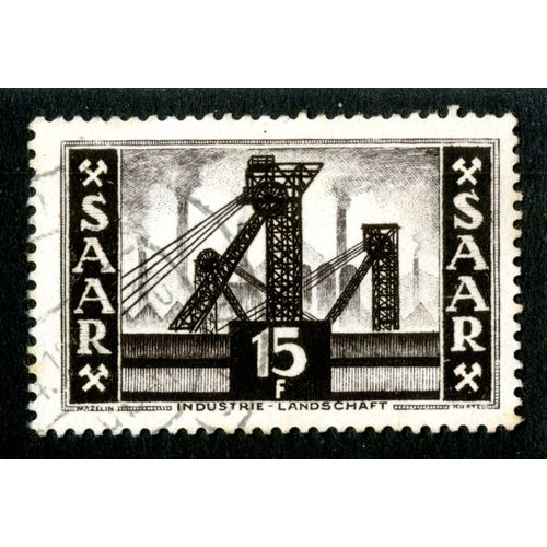 Timbre Oblitéré Saar, Industrie - Landschaft, 15 F