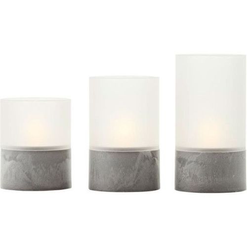 Lot 3 Lampes A Poser Led Bougie Brilliant - 2500k - Plastique Et Verre - Gris Et Blanc Mat