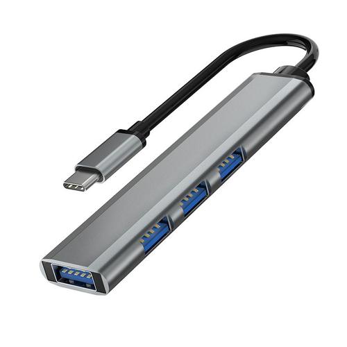 Hub USB-C vers USB 3.0 avec 4 ports Gris Argenté