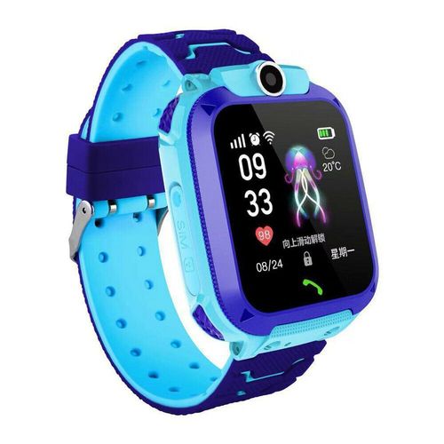 Montre Connectée Q12 Pour Enfants,Téléphone Sos,Carte Epicard 2g,Étanche Ip67,Suivi De Localisation,Montre Intelligente Pour Enfants,Ios,Android - Type Bleu