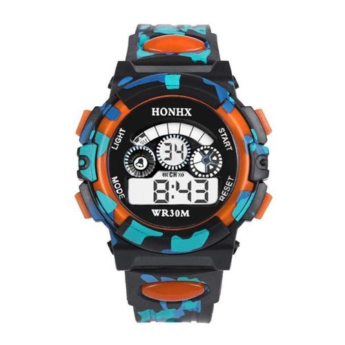 Montre Numérique Électronique Led Shoous Pour Enfants,Horloge Chronographe,Montres De Sport Étanches,Montres-Bracelets Pour Enfants,Garçons,Filles,5 Bars - Type Orange