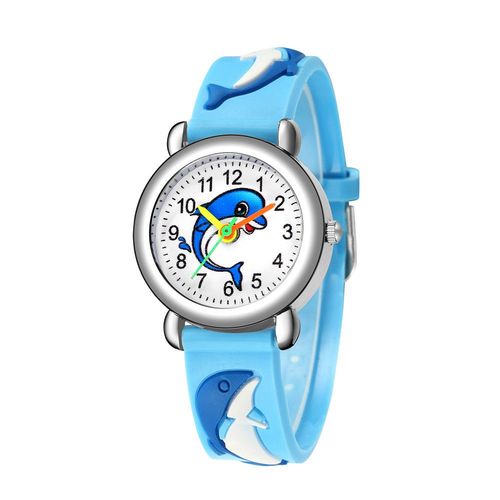 Montres De Dessin 3d Pour Enfants,Motifs De Dauphins,Horloge,Temps D'étude,Cadeaux Pour Garçons Et Filles,1 À 15 Ans - Type Bleu Ciel