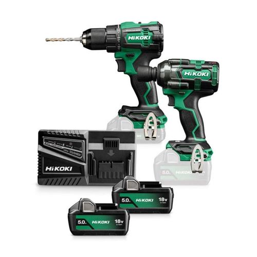 HIKOKI Pack de 2 outils 18V 2x5Ah Perceuse + Visseuse à choc - KC18DEWMZ