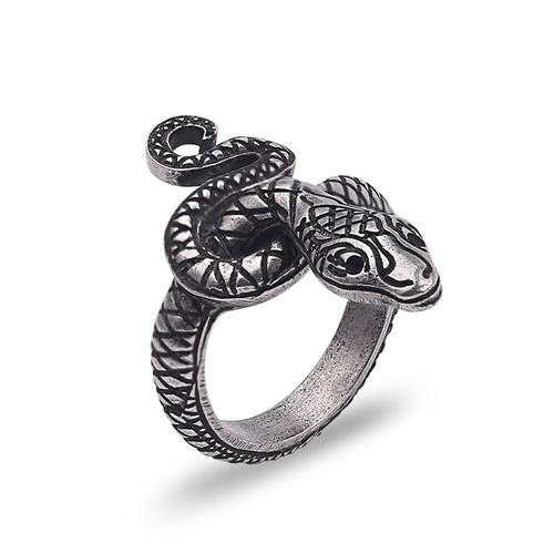 Bague De Motard En Argent Poli Pour Hommes. Anneau Plaqué Argent. Style Cool. Allume Cigar -Snake-13