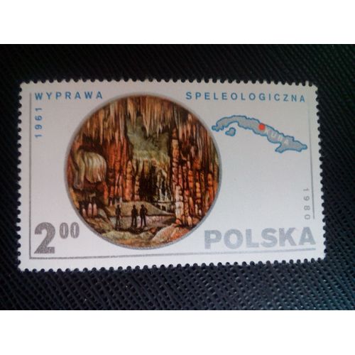 Timbre Pologne Yt 2504 Cavernes, Carte De Cuba 1980 ( 100805 )