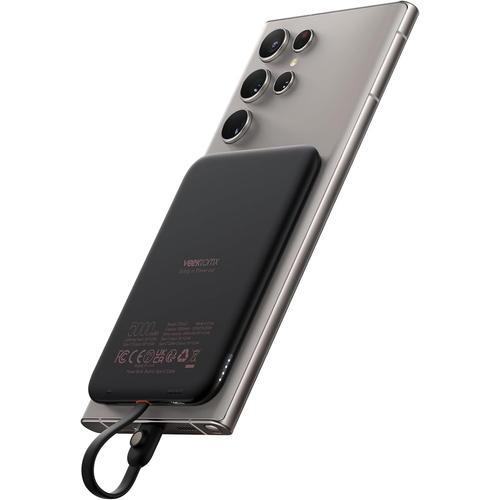 Noir Batterie Externe 5000mah Légère & Ultra Fine Power Bank Avec Usb C Cable Intégré (Charge Non Sans Fil) Batterie Externe Compatible Pour Samsung/Iphone 15/Huawei/Xiaomi/Sony Noir