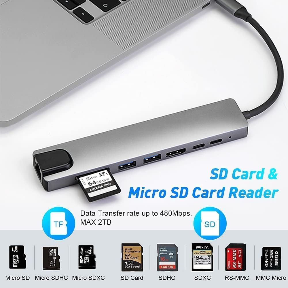 Hub USB C, 8-en-1 Adaptateur Hub USB-C vers Dual HDMI 4K,Gig... - 3