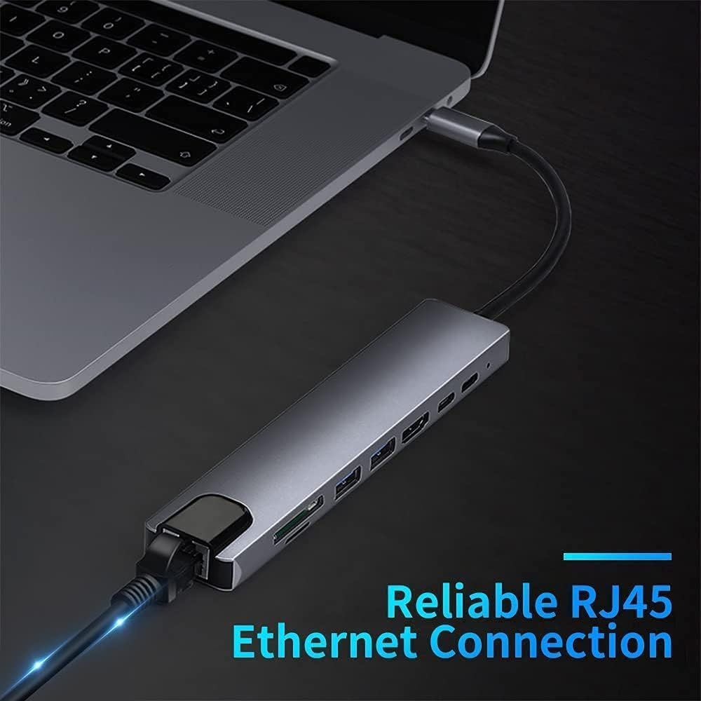 Hub USB C, 8-en-1 Adaptateur Hub USB-C vers Dual HDMI 4K,Gig... - 9