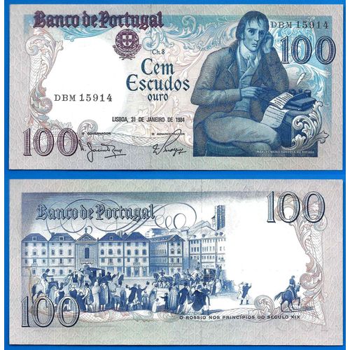 Portugal 100 Escudos 1984 Barbosa Du Bocage Escudo Billet Europe Sud