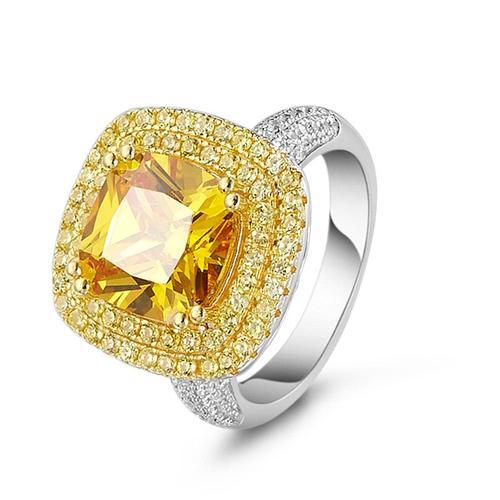 Bague De Luxe 100% En Argent Sterling 925 Et Diamants Citrine Pour Femmes. Bijoux De Maria -Citrine-8