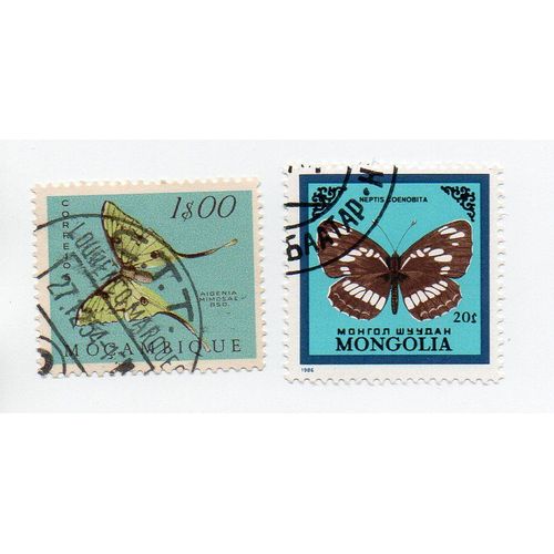 Divers Pays- Lot De 2 Timbres Oblitérés - Papillons