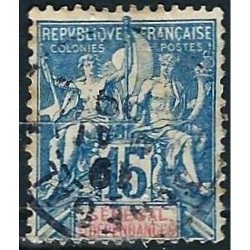 Sénégal, Colonie Française 1892, Beau Timbre Yvert 13, Type Sage "Colonies" 15c. Bleu, Oblitéré, Tbe