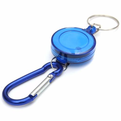 Blue -Porte Clé Multifonctionnel Rétractable, Enrouleur De Badge, Porte Carte D'identité, Cordon En Acier