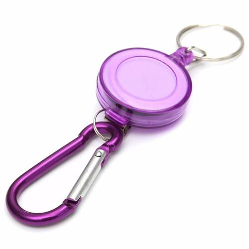 Purple -Porte Clé Multifonctionnel Rétractable, Enrouleur De Badge, Porte Carte D'identité, Cordon En Acier