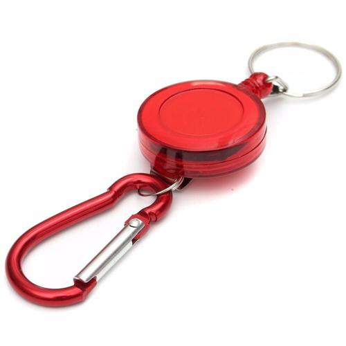 Red -Porte Clé Multifonctionnel Rétractable, Enrouleur De Badge, Porte Carte D'identité, Cordon En Acier