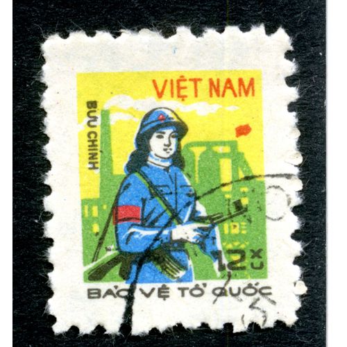 Timbre Oblitéré Viet Nam, Buu Chinh, Bao Ve To Quoc, 12 Xu