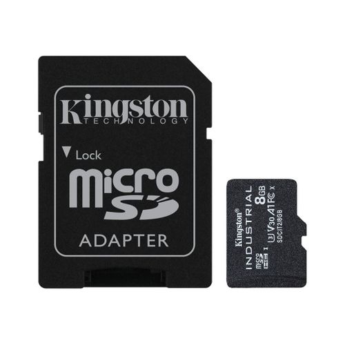 Kingston Industrial - Carte mémoire flash (adaptateur microSDHC - SD inclus(e)) - 8 Go - A1 / Video Class V30 / UHS-I U3 / Class10 - microSDHC UHS-I