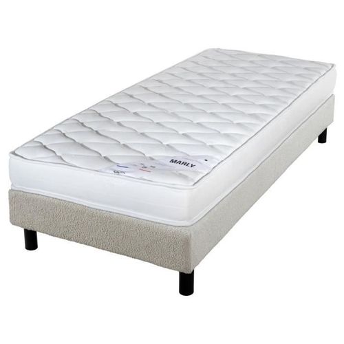 Matelas Et Sommier 90x190 Marly - Newkit - Soutien Ferme - Sommier Démonté - Crème