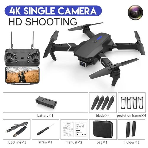 2024 E88pro Rc Drone 4k Professinal Avec 1080p Grand Angle Hd Caméra Pliable Hélicoptère Wifi Fpv Hauteur Tenir Cadeau Jouet - Type 4k Black Bag-Generique