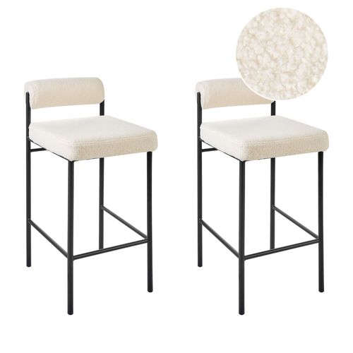 Lot De 2 Chaises De Bar Amaya Bouclé Blanc Cassé