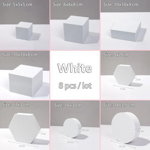 Ornements de fond de prise de vue de cube 3D blanc,accessoires de photographie de studio photo,accessoires de pose de bijoux cosmétiques - Type 8 pieces-lot