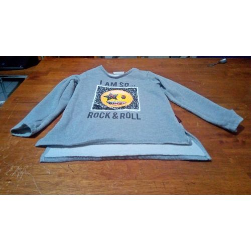 Pull Emoji Gris Taille 10 Ans Strass Rock And Roll ..
