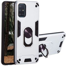 Coque Samsung Galaxy A51, Double Couche Renforcee Defense Bumper Tpu Silicone Antichoc Armure Housse Etui Detachable 2 En 1 Avec Anneau Support (Blanc)