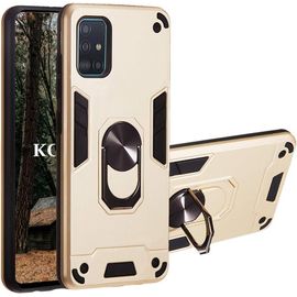 Coque Samsung Galaxy A51, Double Couche Renforcee Defense Bumper Tpu Silicone Antichoc Armure Housse Etui Detachable 2 En 1 Avec Anneau Support (Or)