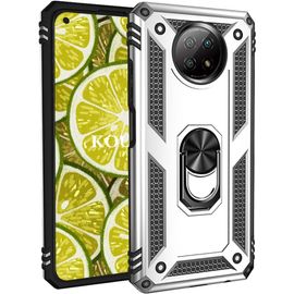 Coque Pour Xiaomi Redmi Note 9 5g,Double Couche Renforcee Defense Militaire Anti-Chute Bumper Tpu Silicone Antichoc Armure Housse Etui Avec Anneau Support Pour Xiaomi Redmi Note 9 5g (Argent)
