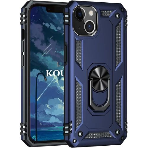 Coque Pour Iphone 14 Pro (6,1 Pouces),Double Couche Renforcee Defense Bumper Tpu Silicone Antichoc Armure Housse Etui Avec Anneau Support Pour Iphone 14 Pro (6,1 Pouces) (Bleu)