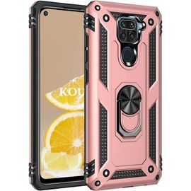 Coque Pour Xiaomi Redmi Note 9/Redmi 10x 4g,Double Couche Renforcee Defense Bumper Tpu Silicone Antichoc Armure Housse Etui Avec Anneau Support Pour Xiaomi Redmi Note 9/Redmi 10x 4g (Or Rose)