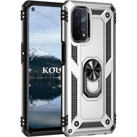 Coque Pour Oppo A54 5g/A74 5g/A93 5g,Double Couche Renforcee Defense Bumper Tpu Silicone Antichoc Armure Housse Etui Avec Anneau Support Pour Oppo A54 5g/A74 5g/A93 5g (Argent)