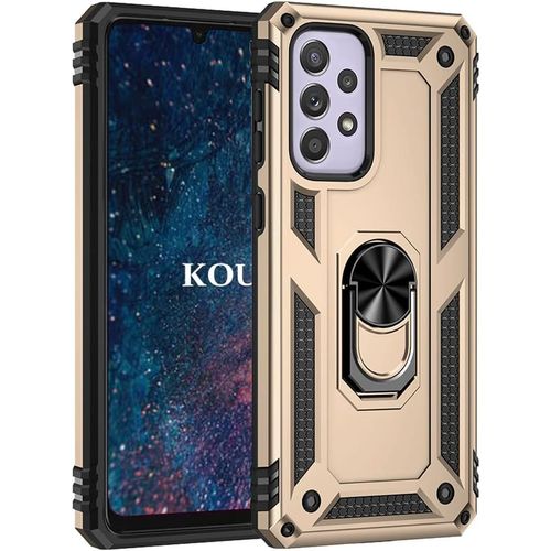 Coque Pour Samsung Galaxy A33 5g,Double Couche Renforcee Defense Militaire Anti-Chute Bumper Tpu Silicone Antichoc Armure Housse Etui Avec Anneau Support Pour Samsung Galaxy A33 5g (D'or)