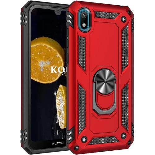 Coque Pour Huawei Y5 2019/Honor 8s,Double Couche Renforcee Defense Militaire Anti-Chute Bumper Tpu Silicone Antichoc Armure Housse Etui Avec Anneau Support Pour Huawei Y5 2019/Honor 8s (Rouge)